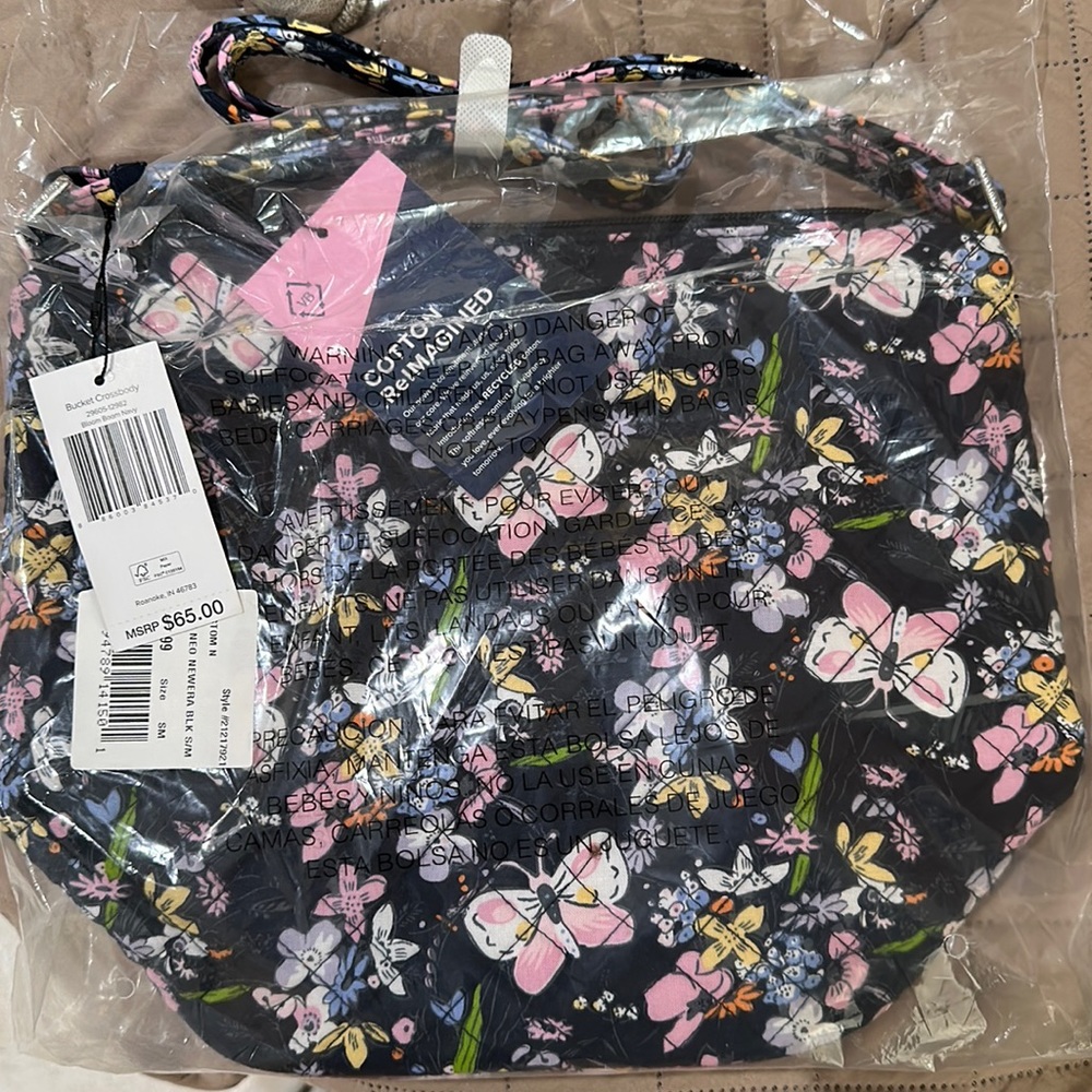 Vera Bradley Bucket Crossbody in Bloom Boom Navy